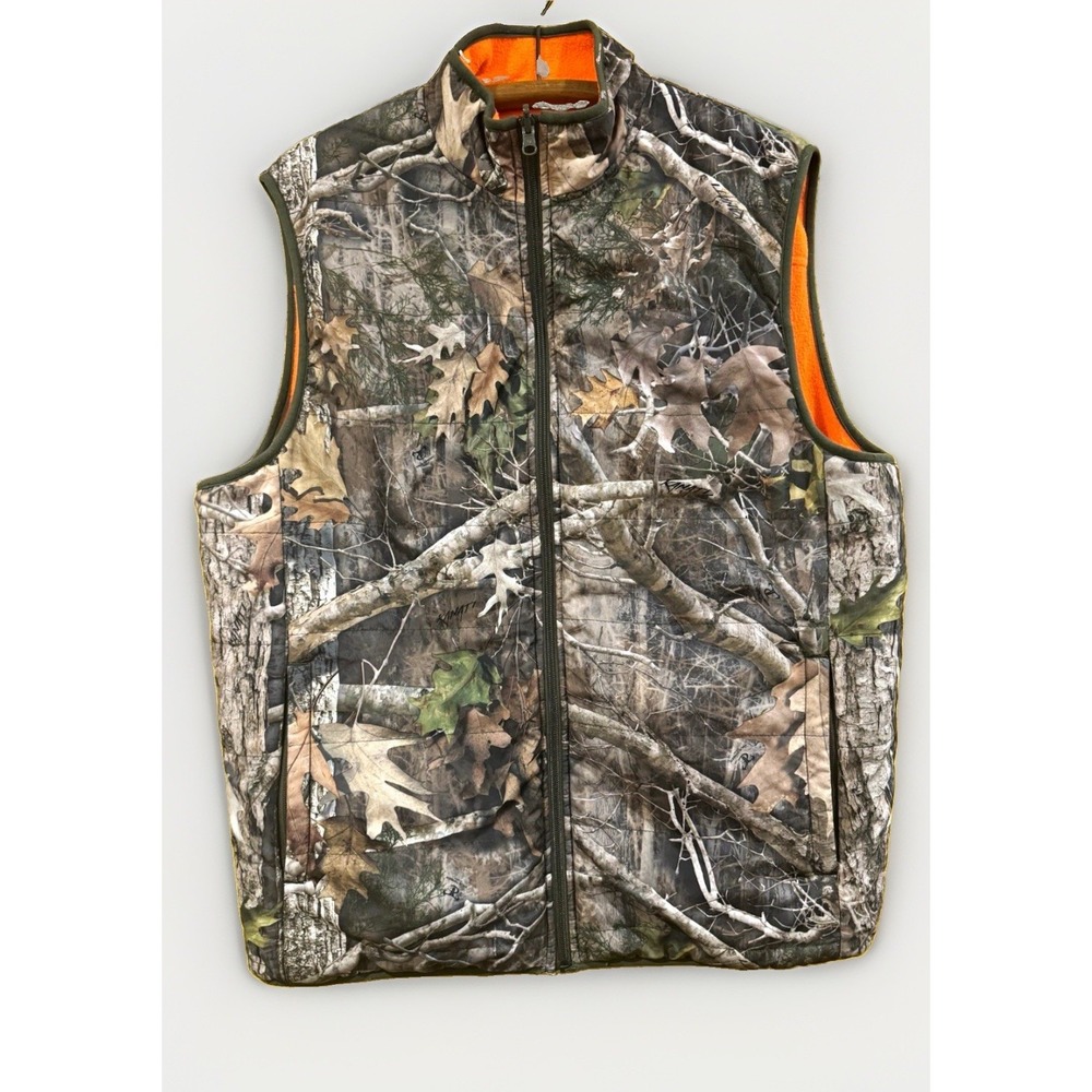 RedHead Men's L/G Reversible Full Zip Fleece Hunting Vest Camo Orange Pockets